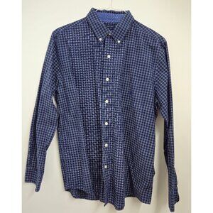 Chaps Button-Down Shirt, Size L, blue checkered